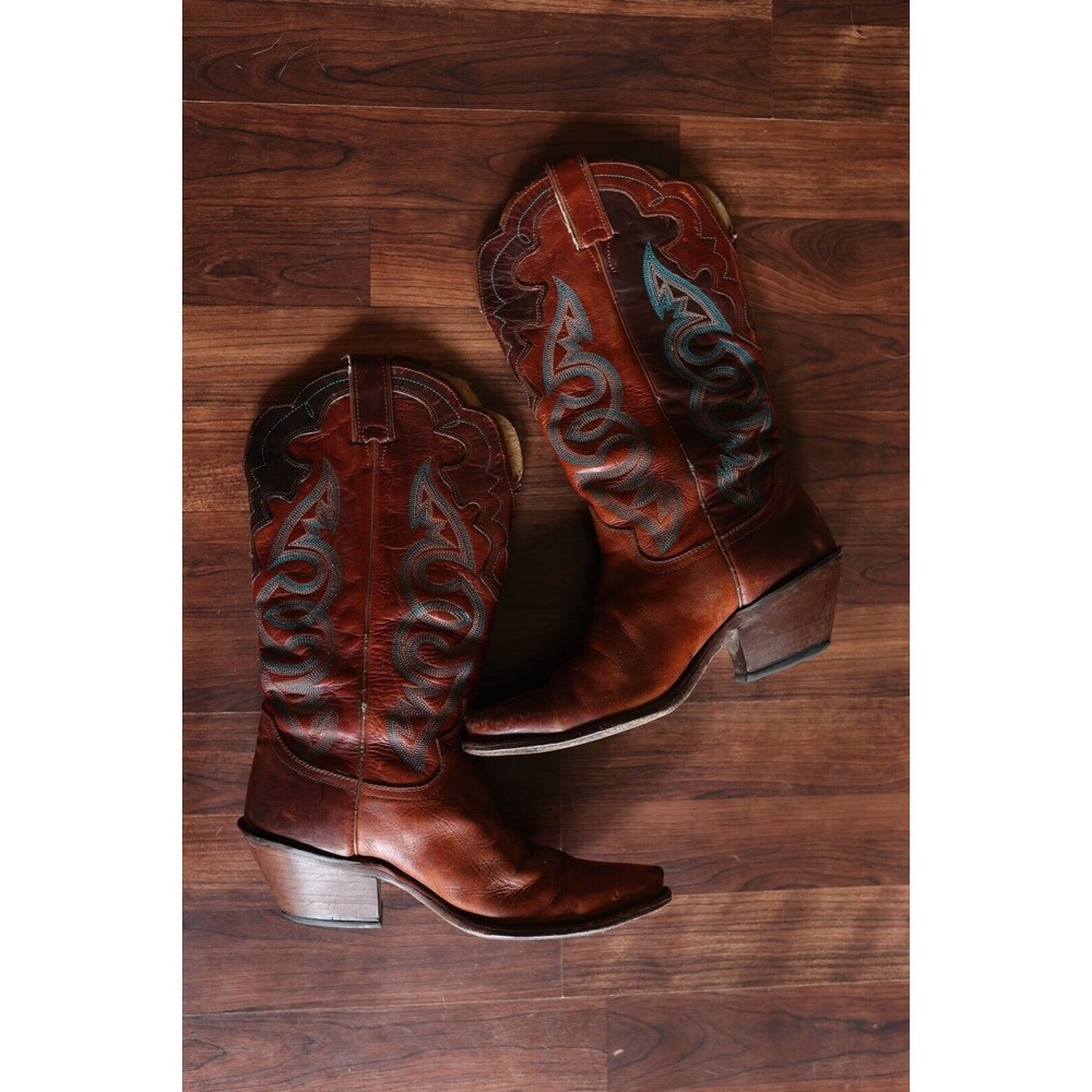 Justin L4331 Ladies Fashion Boot w/ Saddle Torino Leather Snip Toe Size 8